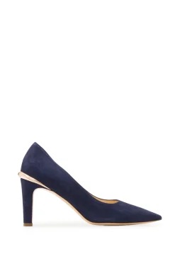 Edwina High Heel Stiletto Pump in Navy Suede