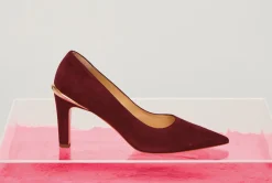 Edwina High Heel Stiletto Pump in Bordeaux Suede