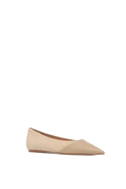 Empress Ballerina Flat Shoe in Nude Suede & Leather