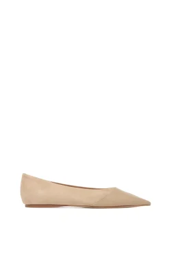 Empress Ballerina Flat Shoe in Nude Suede & Leather