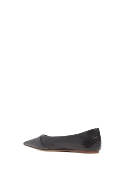 Empress Ballerina Flat Shoe in Black Snakeskin & Leather