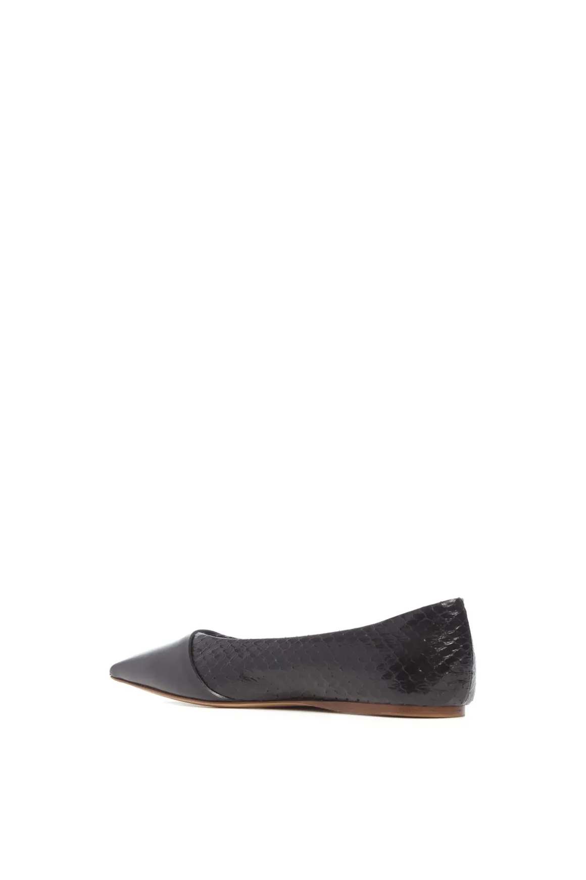 Empress Ballerina Flat Shoe in Black Snakeskin & Leather