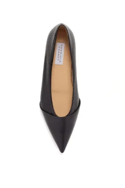 Empress Ballerina Flat Shoe in Black Snakeskin & Leather