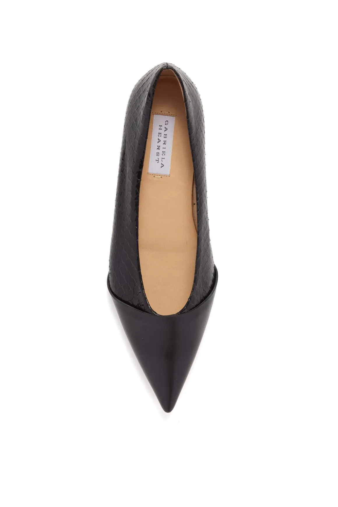 Empress Ballerina Flat Shoe in Black Snakeskin & Leather