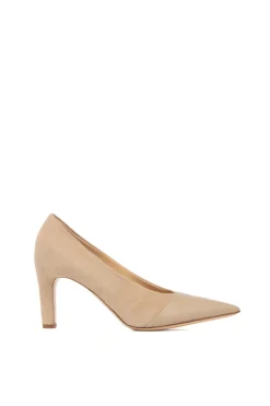 Empress High Heel Stiletto Pump in Nude Suede & Leather