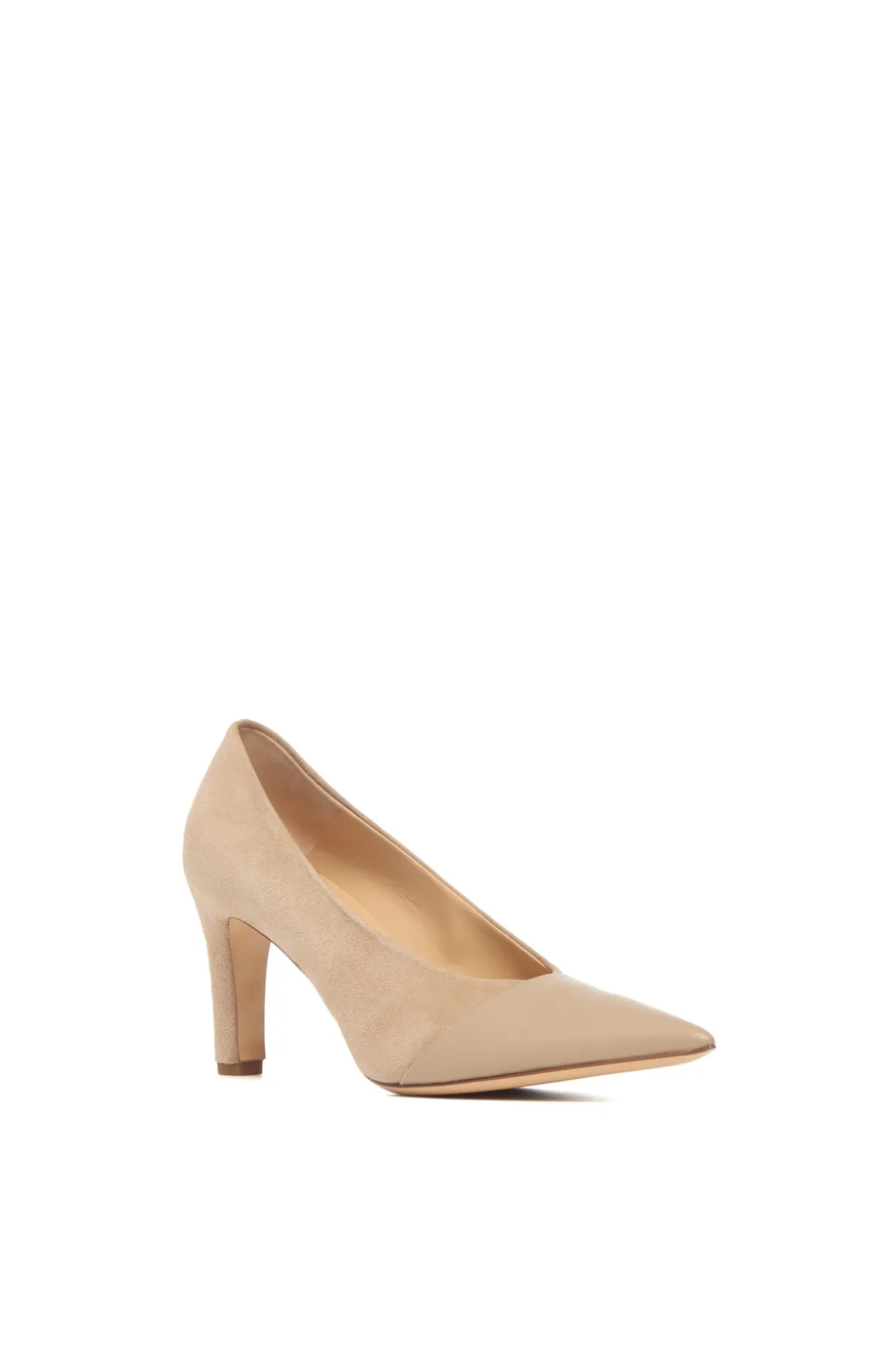 Empress High Heel Stiletto Pump in Nude Suede & Leather