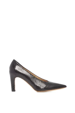 Empress High Heel Stiletto Pump in Black Snakeskin & Leather