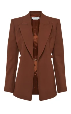 Epona Chain Blazer in Cognac Recycled Virgin Wool