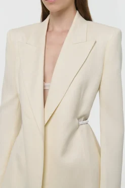 Epona Rope Blazer in Ivory Textured Linen Slub