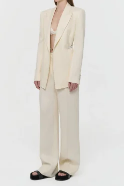 Epona Rope Blazer in Ivory Textured Linen Slub