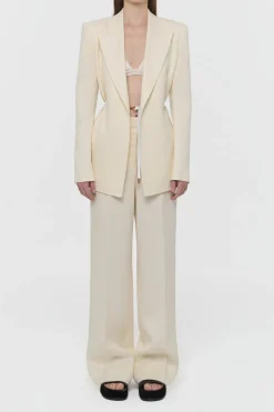 Epona Rope Blazer in Ivory Textured Linen Slub