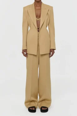 Epona Rope Blazer in Wheat Textured Linen Slub