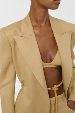 Epona Rope Blazer in Wheat Textured Linen Slub