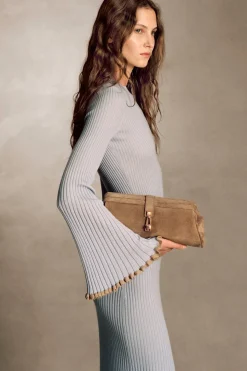 Erya Knit Crewneck Sweater in Halogen Blue Cashmere Silk