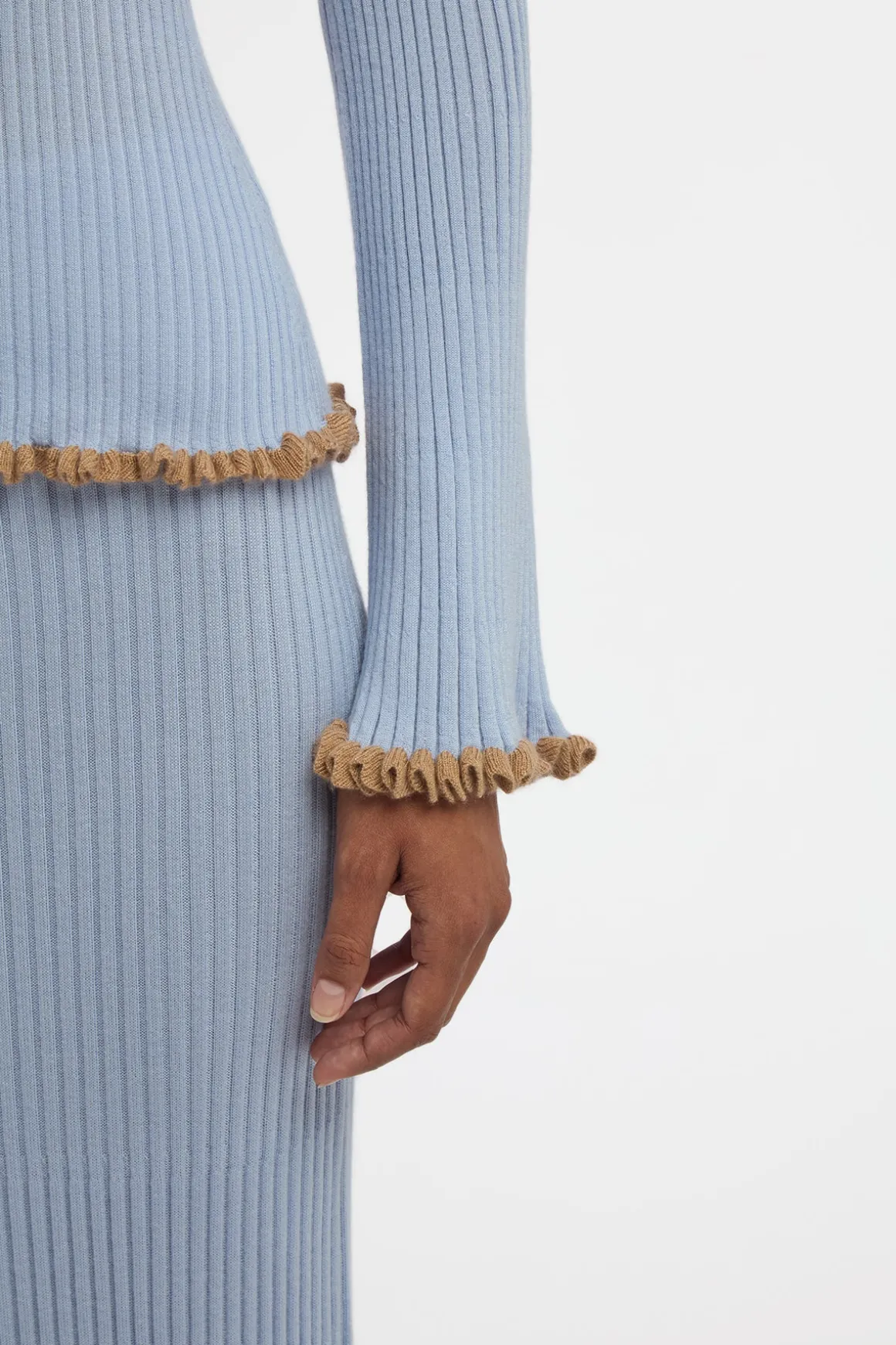 Erya Knit Crewneck Sweater in Halogen Blue Cashmere Silk