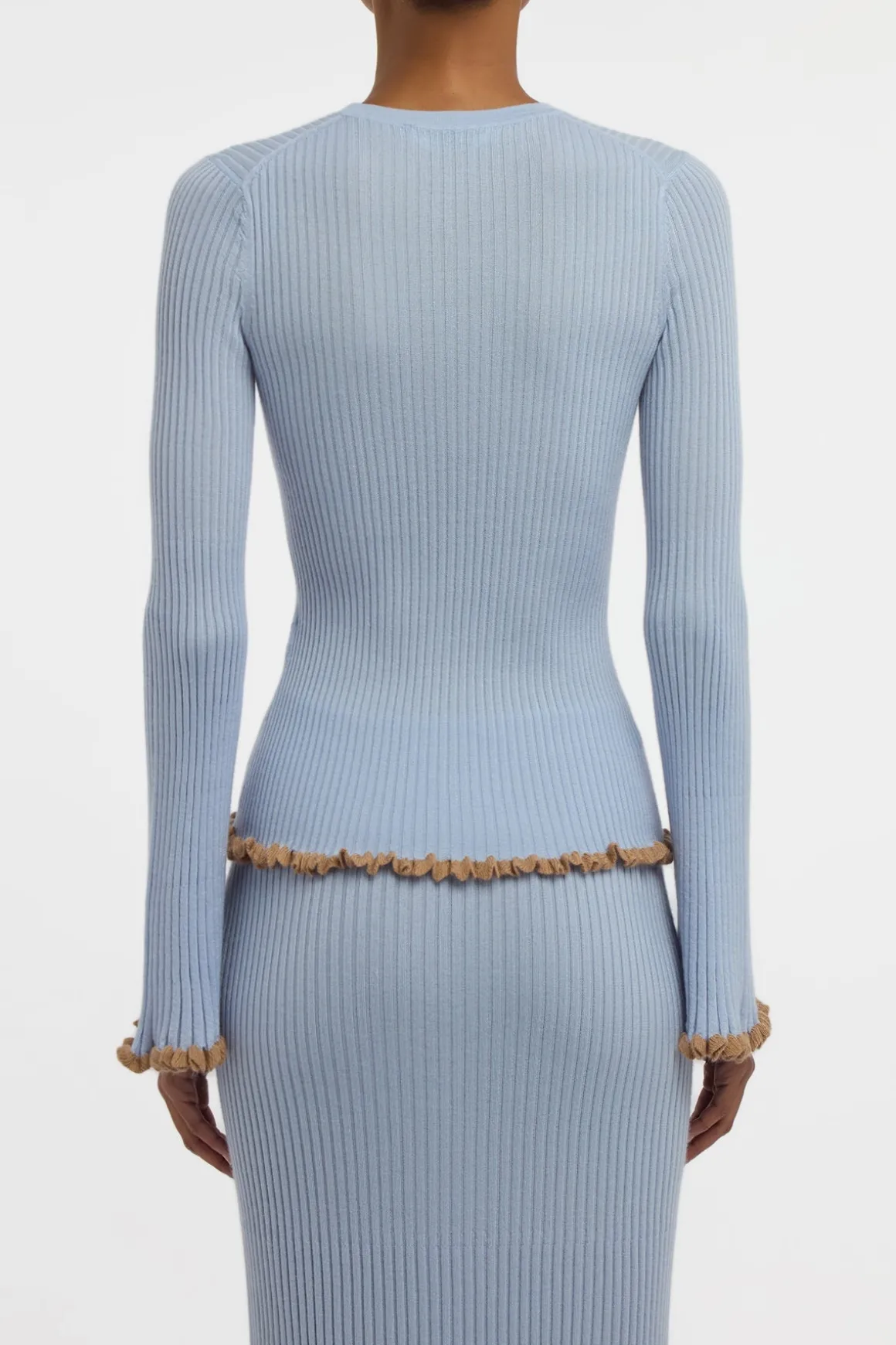 Erya Knit Crewneck Sweater in Halogen Blue Cashmere Silk