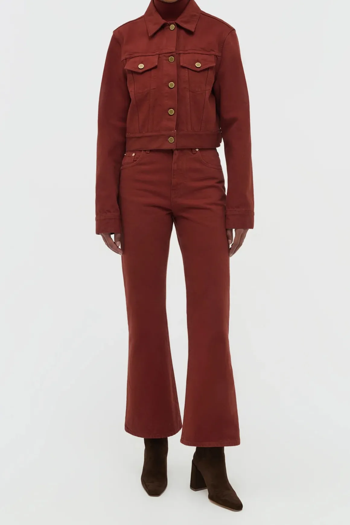 Ezra Bootcut Cropped Jean in Burnt Sienna Recycled Cotton Denim