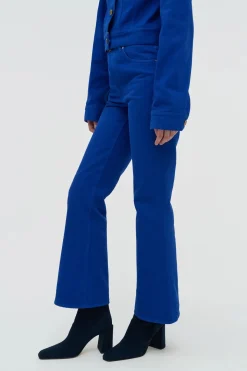Ezra Bootcut Cropped Jean in Cobalt Recycled Cotton Denim