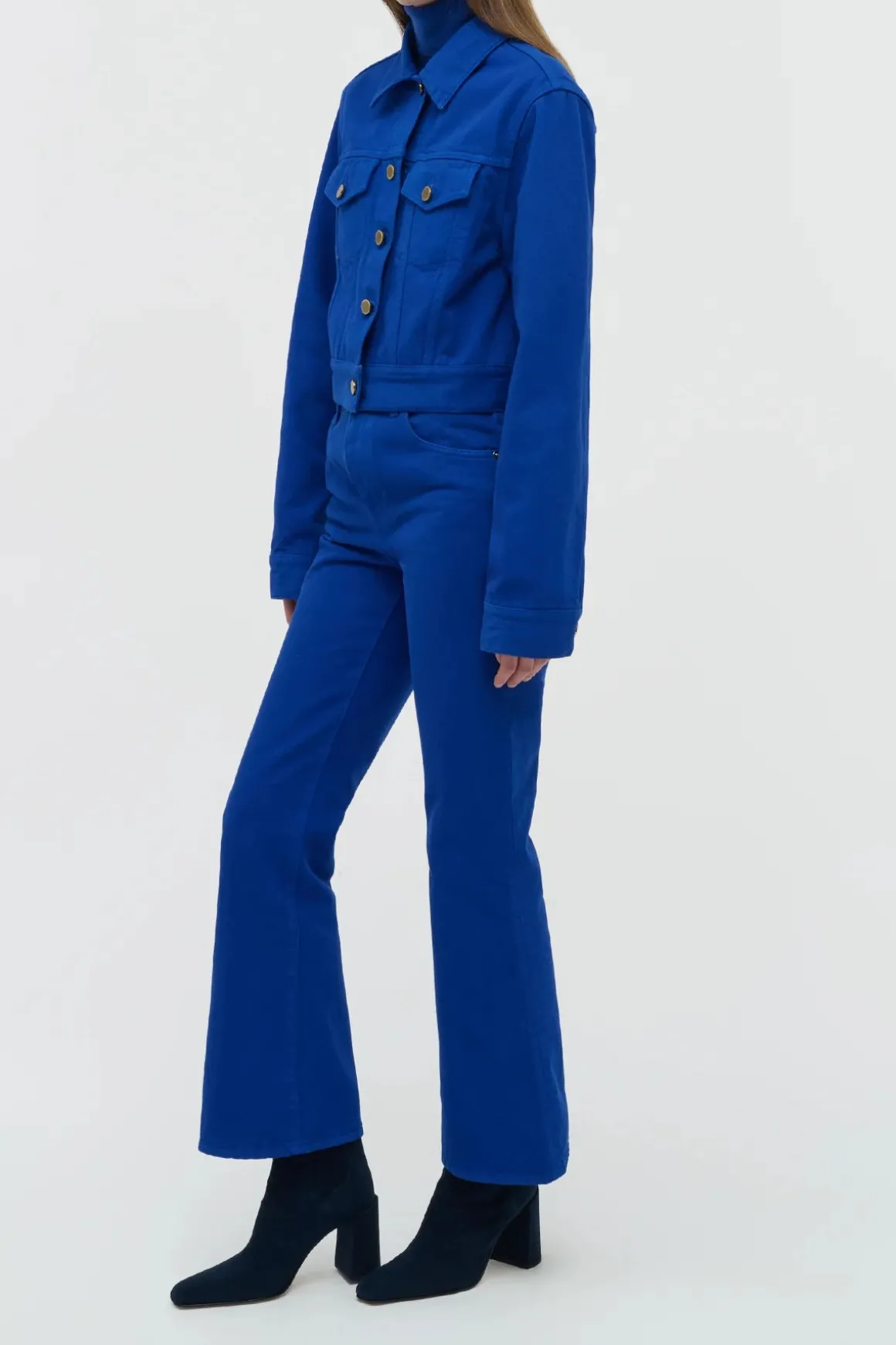 Ezra Bootcut Cropped Jean in Cobalt Recycled Cotton Denim