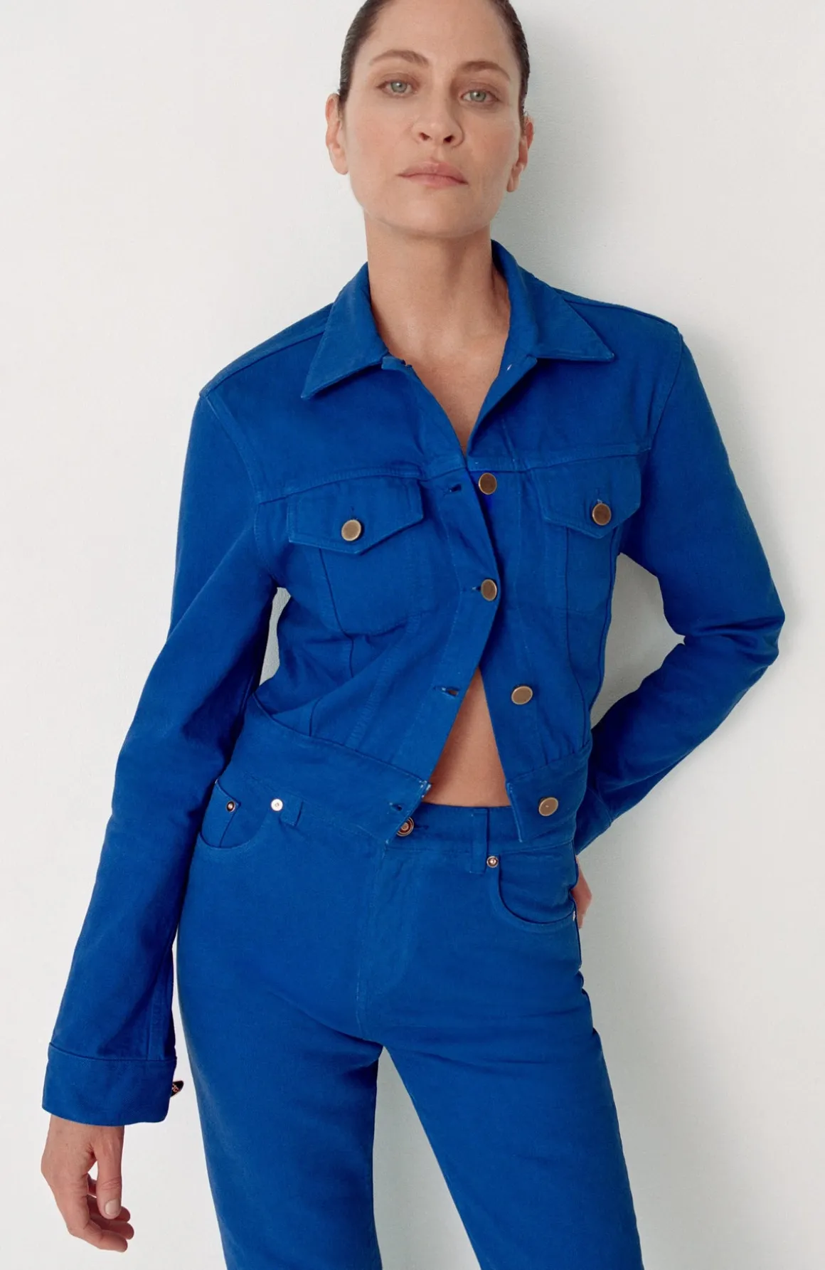 Ezra Bootcut Cropped Jean in Cobalt Recycled Cotton Denim
