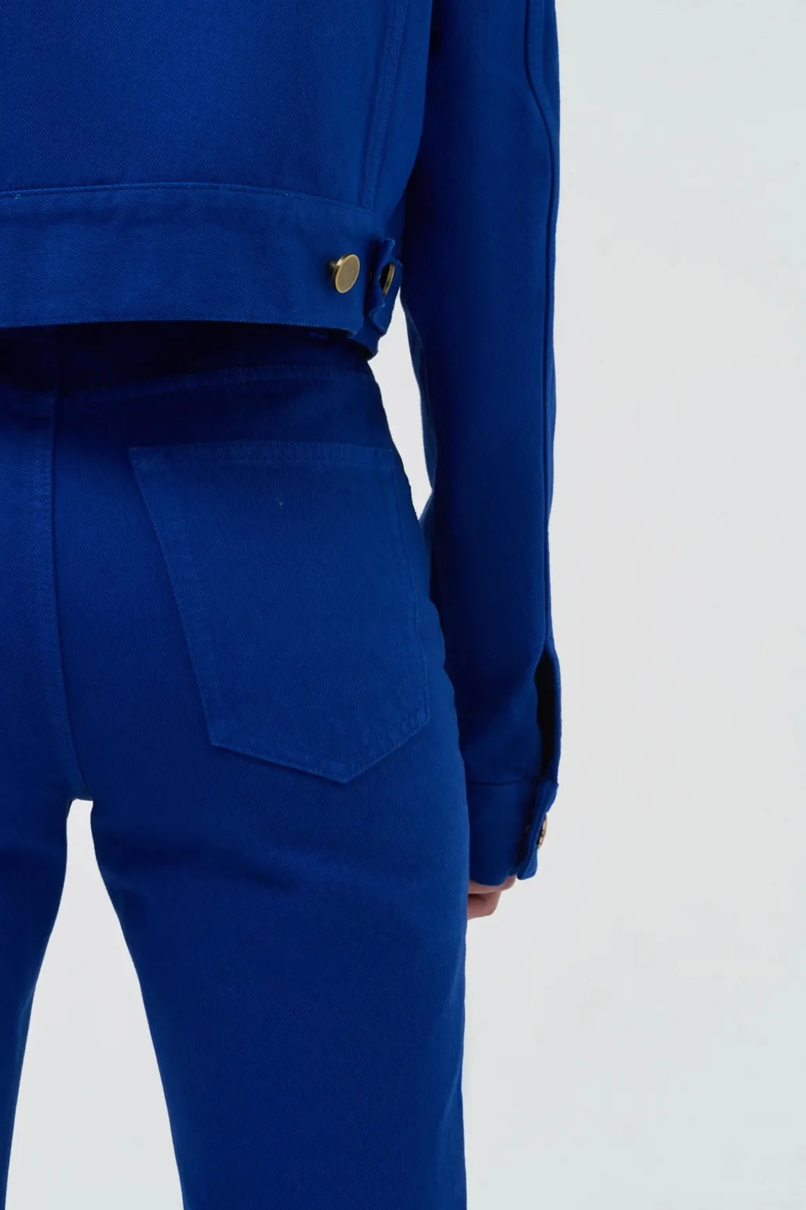 Ezra Bootcut Cropped Jean in Cobalt Recycled Cotton Denim