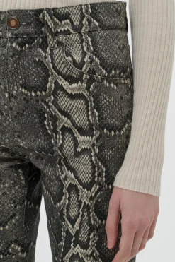 Ezra Bootcut Cropped Jean in Greyscale Recycled Printed Cotton Denim
