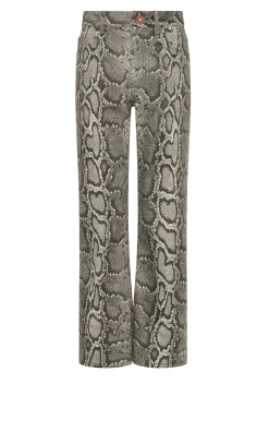Ezra Bootcut Cropped Jean in Greyscale Recycled Printed Cotton Denim