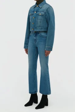 Ezra Bootcut Cropped Jean in Uruguayan Blue Recycled Cotton Denim