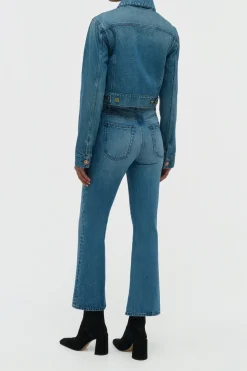 Ezra Bootcut Cropped Jean in Uruguayan Blue Recycled Cotton Denim