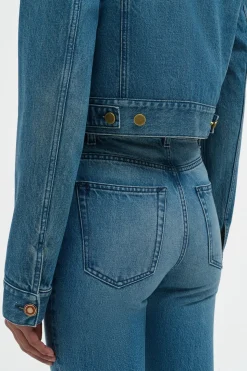 Ezra Bootcut Cropped Jean in Uruguayan Blue Recycled Cotton Denim