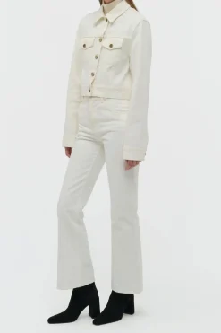 Ezra Bootcut Cropped Jean in White Recycled Cotton Denim