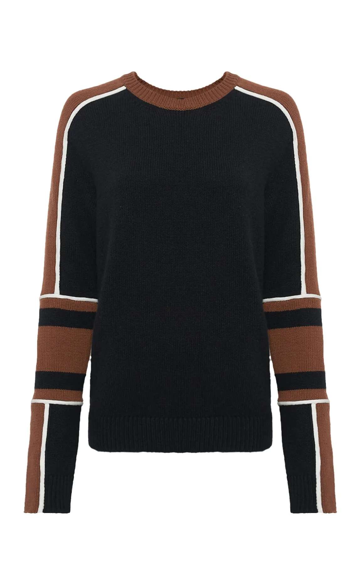Finnian Knit Moto Sweater in Cognac & Black Cashmere