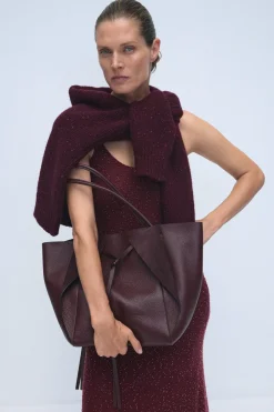Florian Knit Maxi Slip Dress in Bordeaux Beaded Cashmere Silk