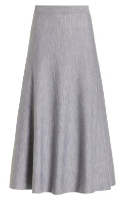 Freddie Knit Midi Skirt in Heather Grey Merino Wool Cashmere