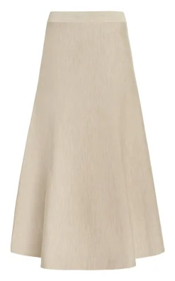 Freddie Knit Midi Skirt in Oatmeal Merino Wool Cashmere