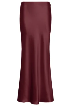 Frei Maxi Skirt in Bordeaux Silk Satin