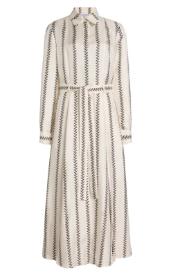 Galway Maxi Shirtdress in Ivory Multi Printed Silk Twill