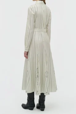 Galway Shirtdress in Ivory Multi Pinstripe Silk Twill