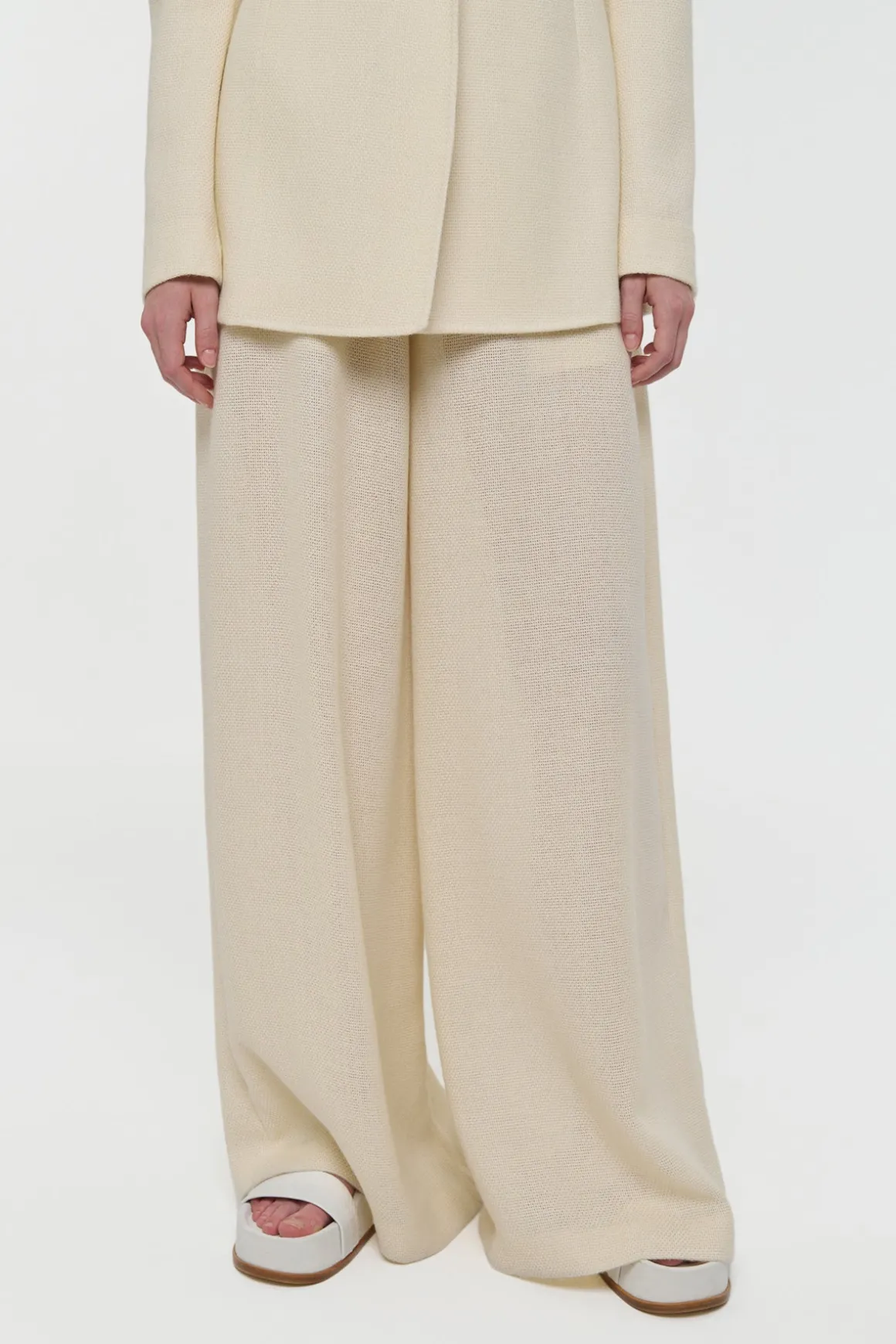Gelos Wide-leg Pant in Ivory Alpaca Wool