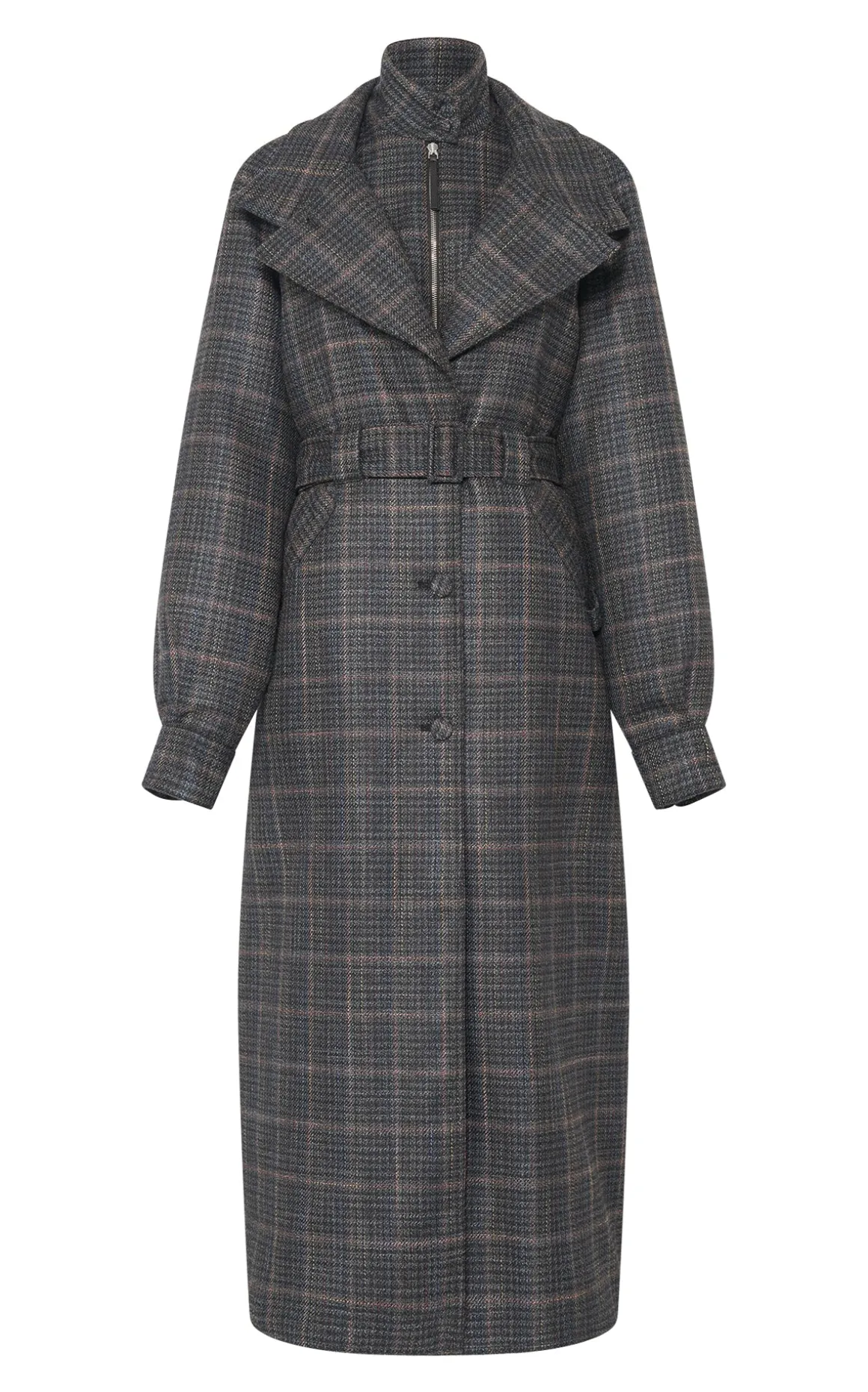 Golding Coat in Charcoal Multi Wool Silk Clubcheck Plaid