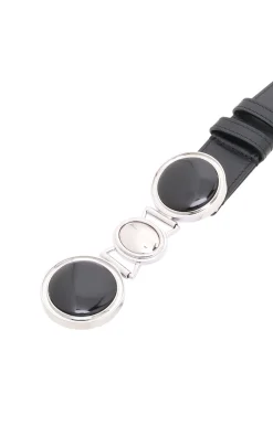 Grange Stone Belt in Black Leather