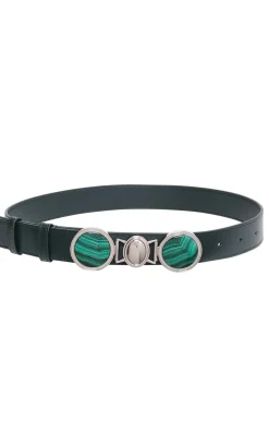 Grange Stone Belt in Bottle Green Leather