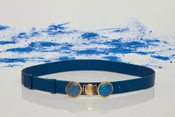 Grange Stone Belt in Navy Leather
