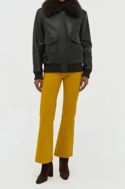 Grant Jacket in Ebony Textured Leather and Shearling