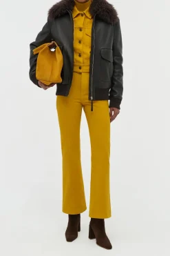 Grant Jacket in Ebony Textured Leather and Shearling