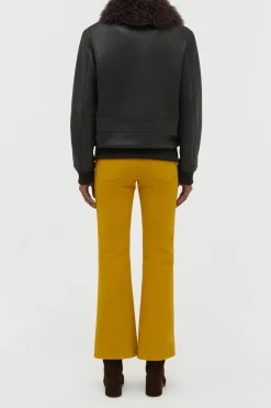 Grant Jacket in Ebony Textured Leather and Shearling