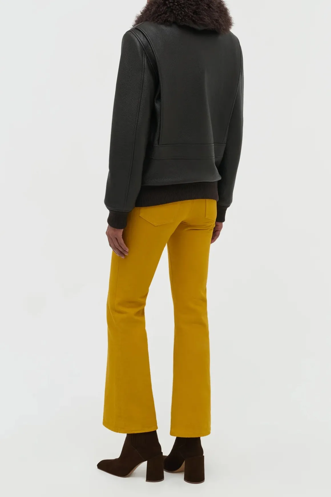Grant Jacket in Ebony Textured Leather and Shearling