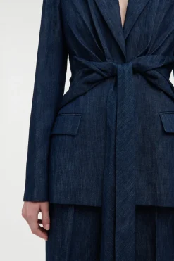 Grant Knotted Blazer in Recycled Cotton Denim