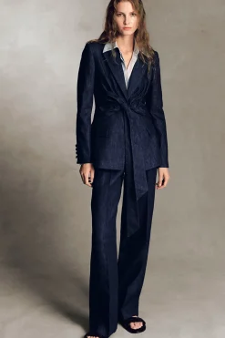 Grant Knotted Blazer in Recycled Cotton Denim