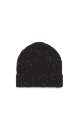Hailsham Knit Hat in Charcoal Multi Speckled Aran Cashmere